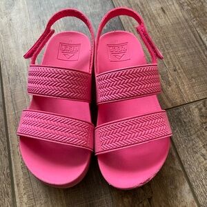 Reef Girls Hot Pink Velcro Strap Sandals